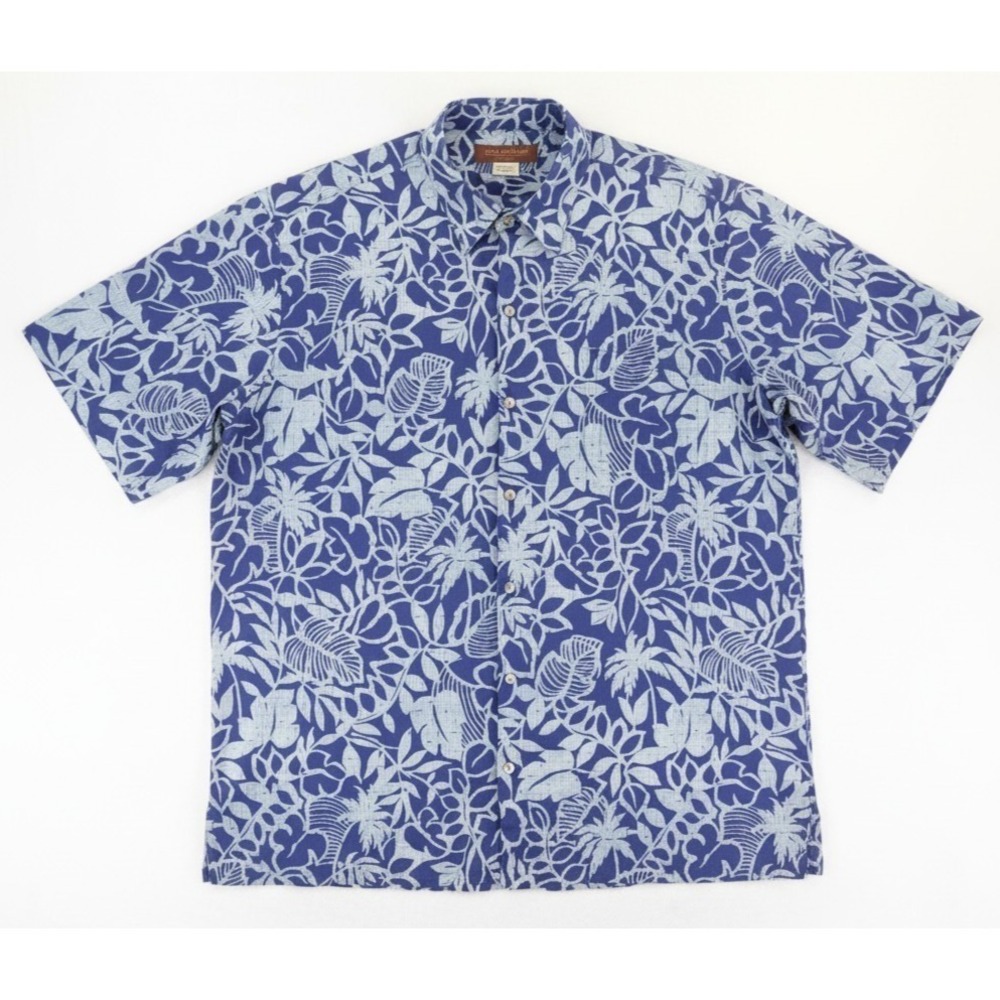 Tori Richard Shirt Mens XLT Blue‎ Floral Hawaiian Aloha Short Sleeve Button Up